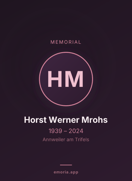 Memorial portrait of Horst Werner Mrohs