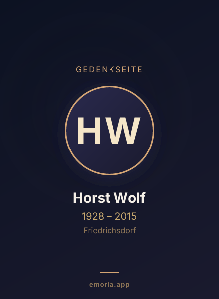 Gedenkportrait von Horst Wolf