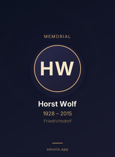 Memorial portrait of Horst Wolf