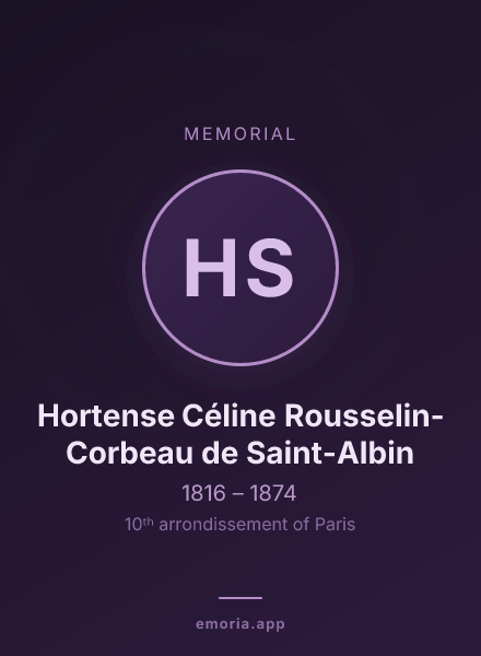 Memorial portrait of Hortense Céline Rousselin-Corbeau de Saint-Albin