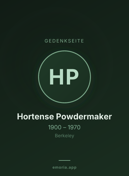 Gedenkportrait von Hortense Powdermaker