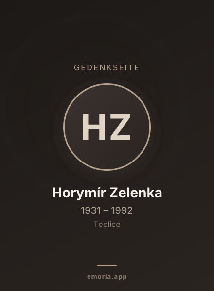 Gedenkportrait von Horymír Zelenka