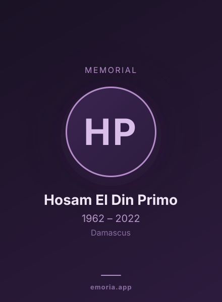 Memorial portrait of Hosam El Din Primo