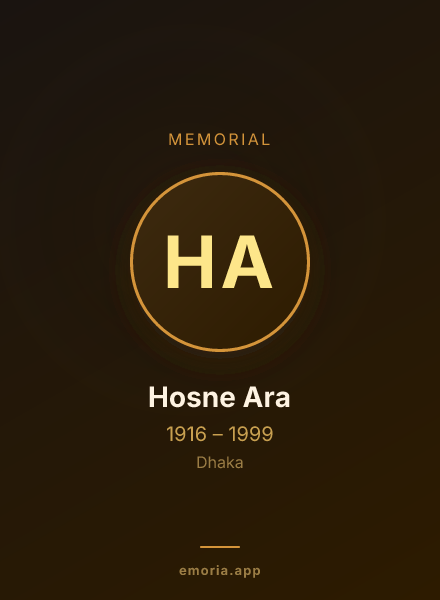 Memorial portrait of Hosne Ara