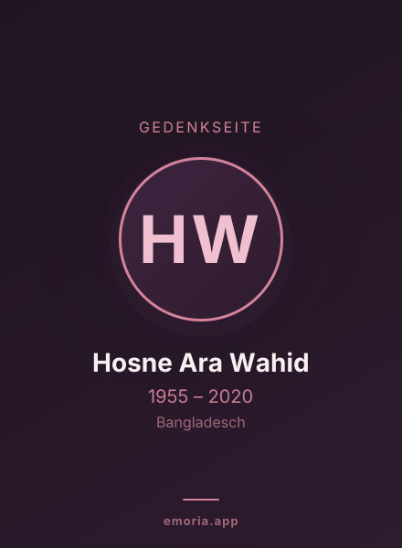 Gedenkportrait von Hosne Ara Wahid