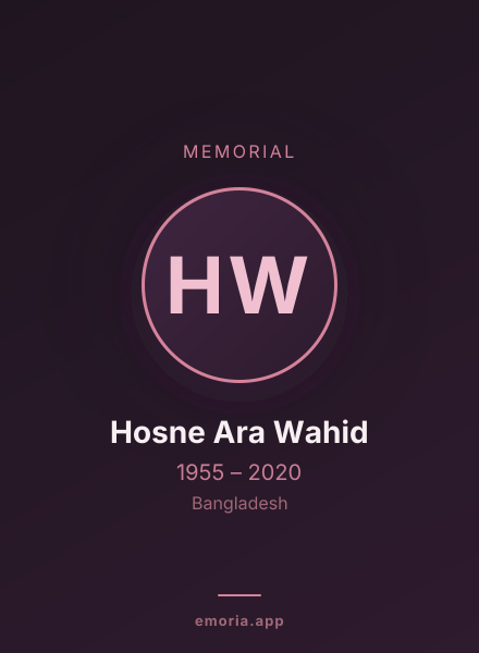 Memorial portrait of Hosne Ara Wahid