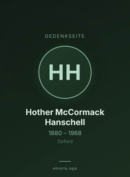 Gedenkportrait von Hother McCormack Hanschell