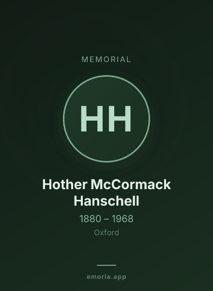 Memorial portrait of Hother McCormack Hanschell