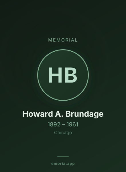 Memorial portrait of Howard A. Brundage