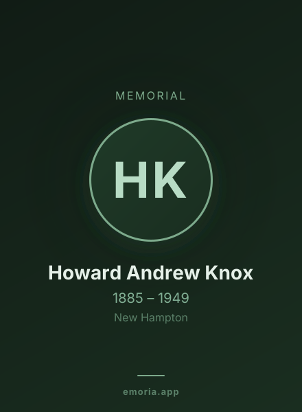 Memorial portrait of Howard Andrew Knox