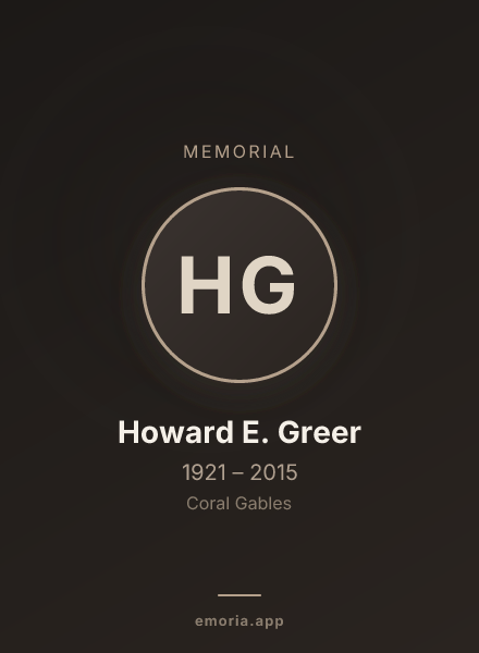 Memorial portrait of Howard E. Greer