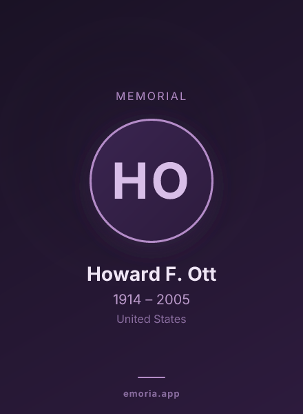 Memorial portrait of Howard F. Ott