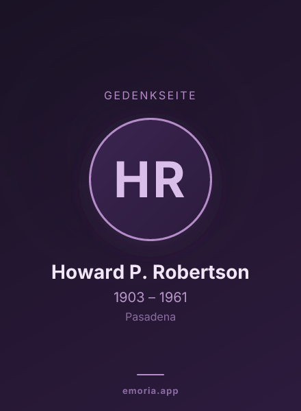 Gedenkportrait von Howard P. Robertson