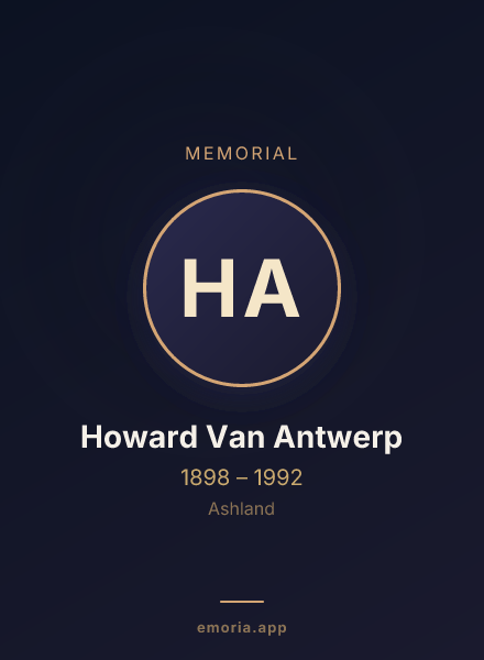 Memorial portrait of Howard Van Antwerp