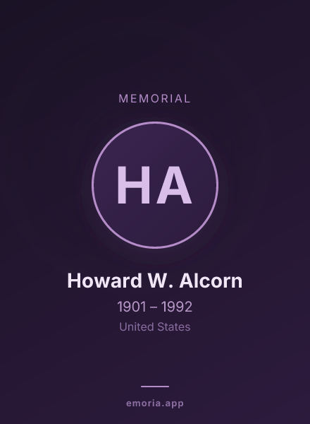 Memorial portrait of Howard W. Alcorn