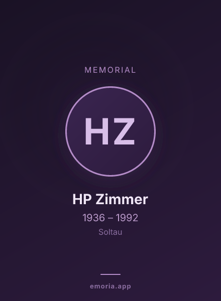 Memorial portrait of HP Zimmer