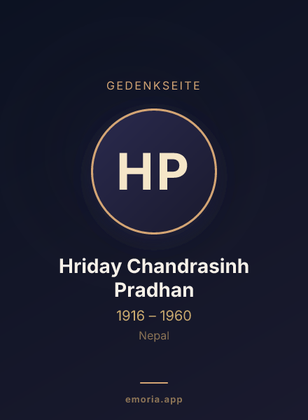 Gedenkportrait von Hriday Chandrasinh Pradhan