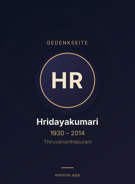 Gedenkportrait von Hridayakumari
