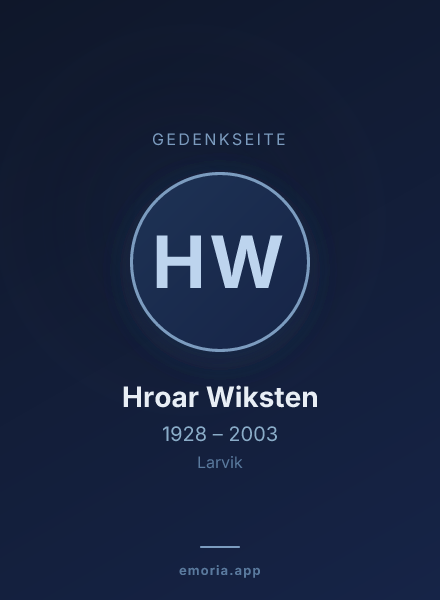 Gedenkportrait von Hroar Wiksten