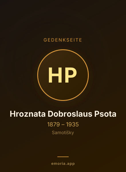 Gedenkportrait von Hroznata Dobroslaus Psota
