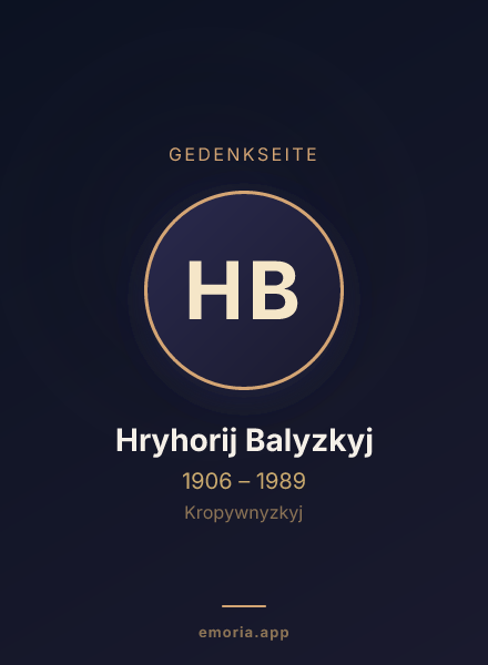 Gedenkportrait von Hryhorij Balyzkyj