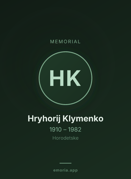 Memorial portrait of Hryhorij Klymenko