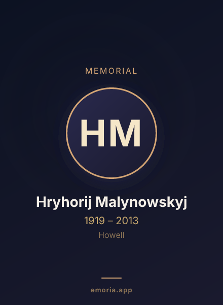 Memorial portrait of Hryhorij Malynowskyj