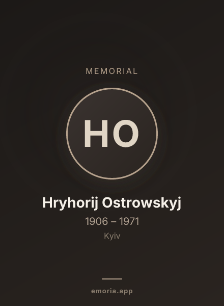 Memorial portrait of Hryhorij Ostrowskyj