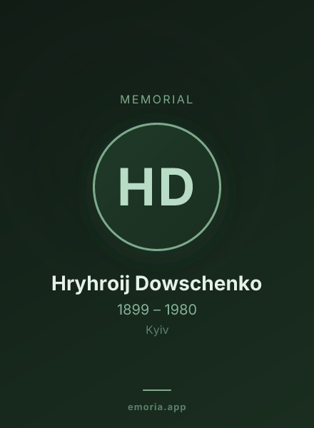 Memorial portrait of Hryhroij Dowschenko