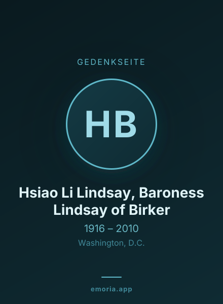 Gedenkportrait von Hsiao Li Lindsay, Baroness Lindsay of Birker