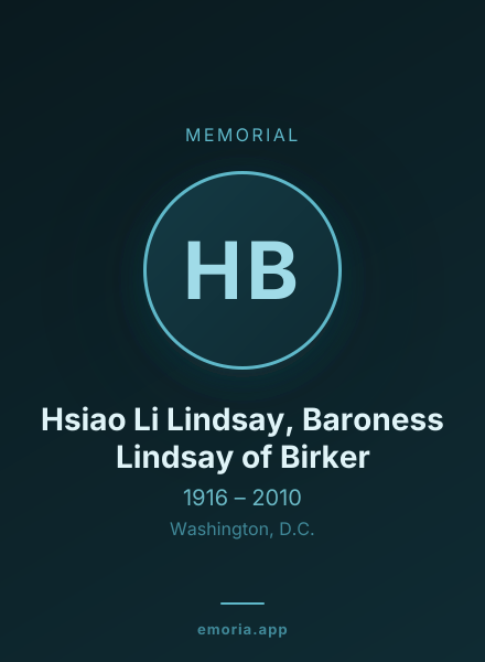 Memorial portrait of Hsiao Li Lindsay, Baroness Lindsay of Birker