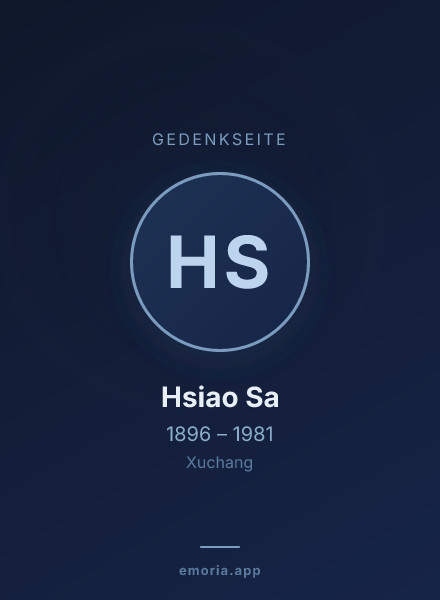 Gedenkportrait von Hsiao Sa