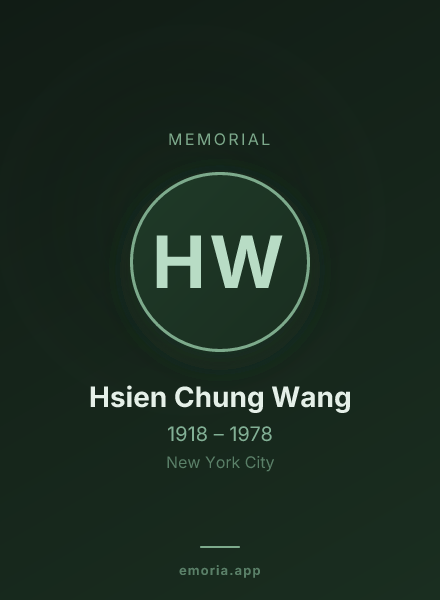 Memorial portrait of Hsien Chung Wang