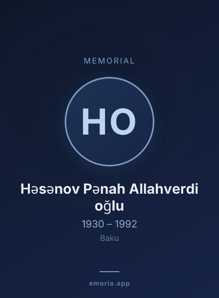 Memorial portrait of Həsənov Pənah Allahverdi oğlu