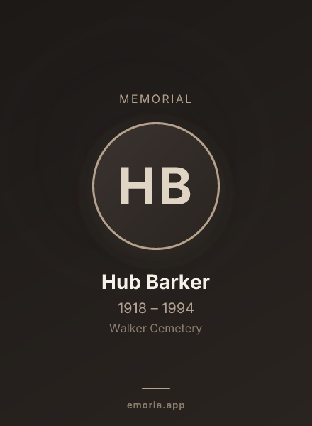 Memorial portrait of Hub Barker
