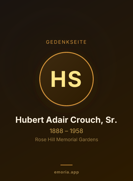 Gedenkportrait von Hubert Adair Crouch, Sr.