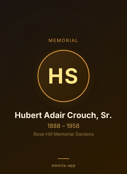 Memorial portrait of Hubert Adair Crouch, Sr.