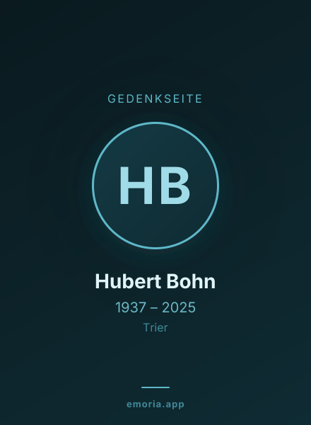 Gedenkportrait von Hubert Bohn