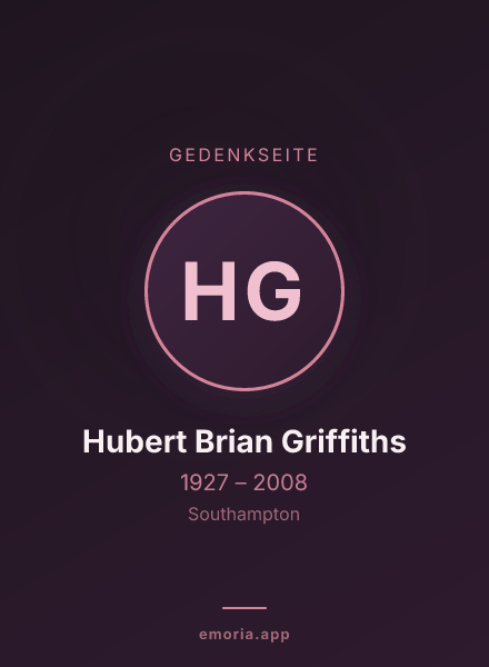 Gedenkportrait von Hubert Brian Griffiths