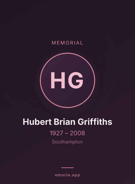 Memorial portrait of Hubert Brian Griffiths