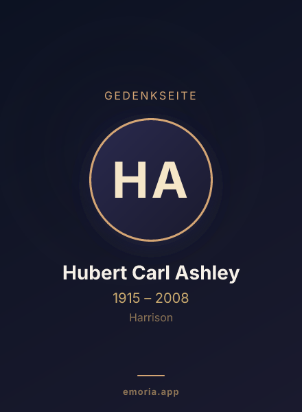 Gedenkportrait von Hubert Carl Ashley