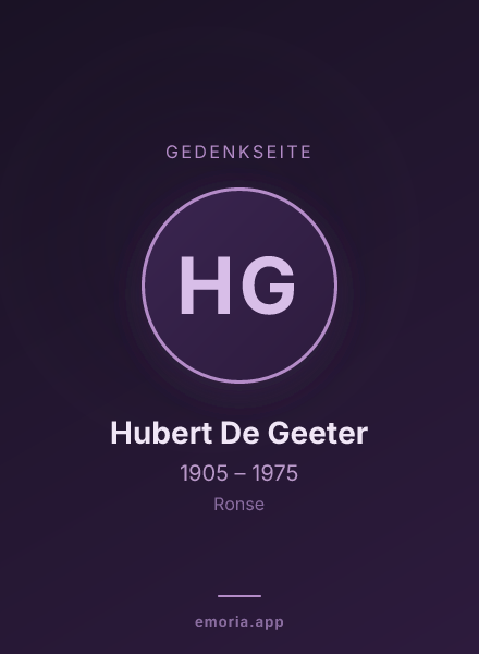 Gedenkportrait von Hubert De Geeter