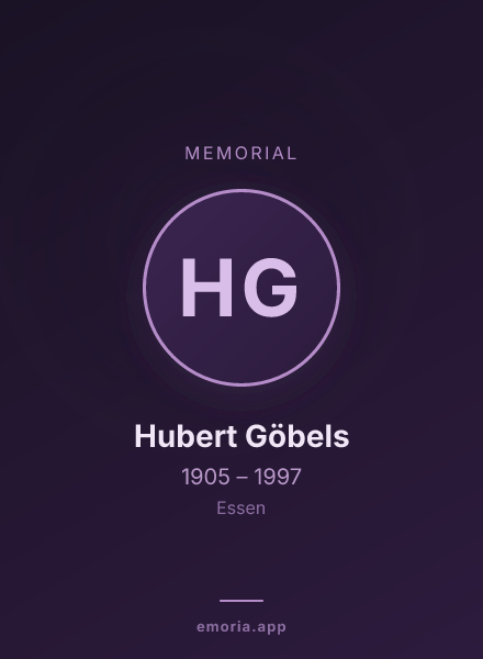 Memorial portrait of Hubert Göbels