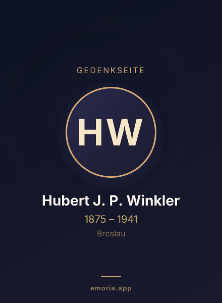 Gedenkportrait von Hubert J. P. Winkler