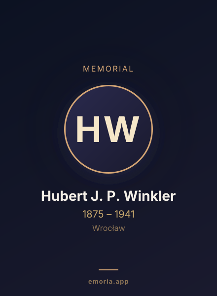 Memorial portrait of Hubert J. P. Winkler
