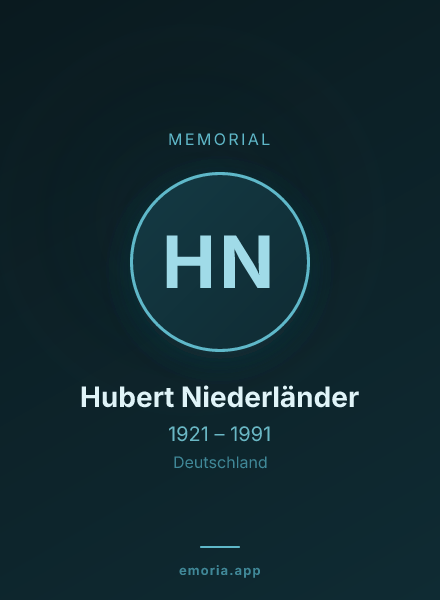 Memorial portrait of Hubert Niederländer