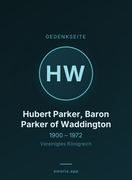 Gedenkportrait von Hubert Parker, Baron Parker of Waddington