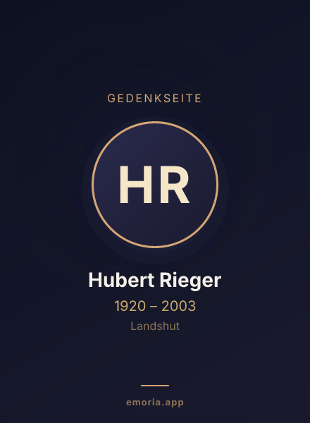 Gedenkportrait von Hubert Rieger
