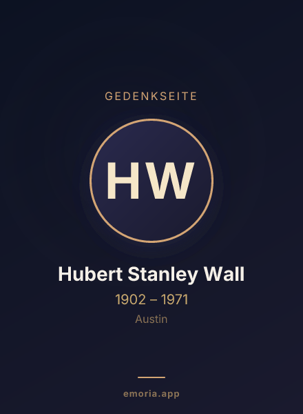 Gedenkportrait von Hubert Stanley Wall