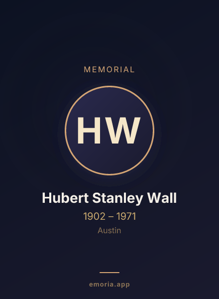 Memorial portrait of Hubert Stanley Wall